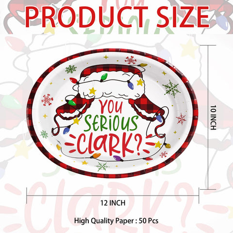 50 Pcs Funny Christmas Oval Paper Plates - Grencian