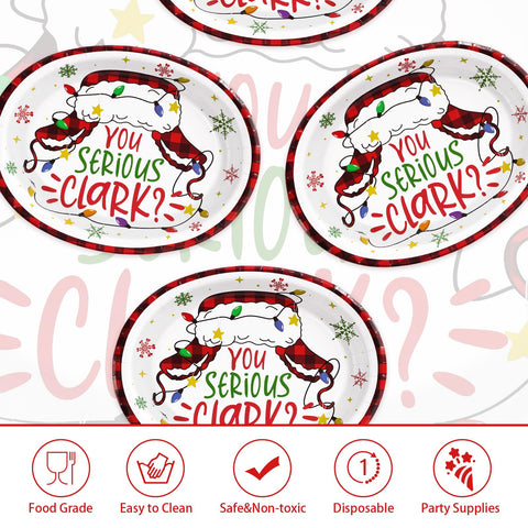 50 Pcs Funny Christmas Oval Paper Plates - Grencian