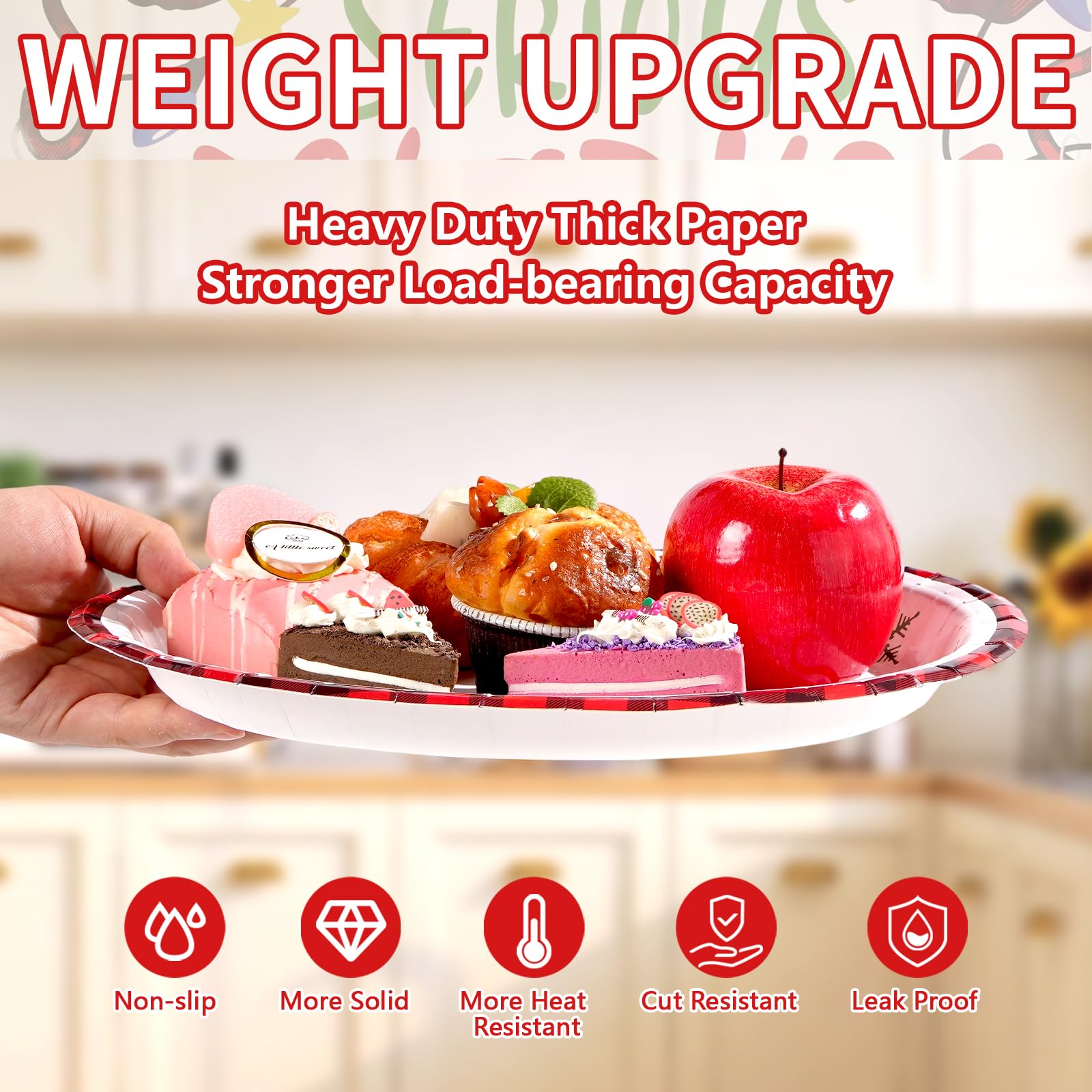 50 Pcs Funny Christmas Oval Paper Plates - Grencian