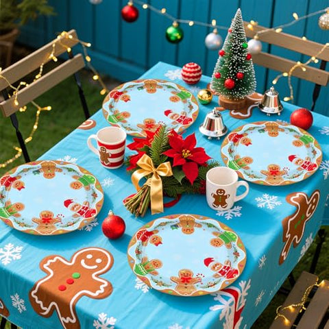 50 Pcs Gingerbread Christmas Party Paper Plates - Grencian