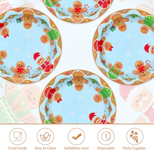 50 Pcs Gingerbread Christmas Party Paper Plates - Grencian