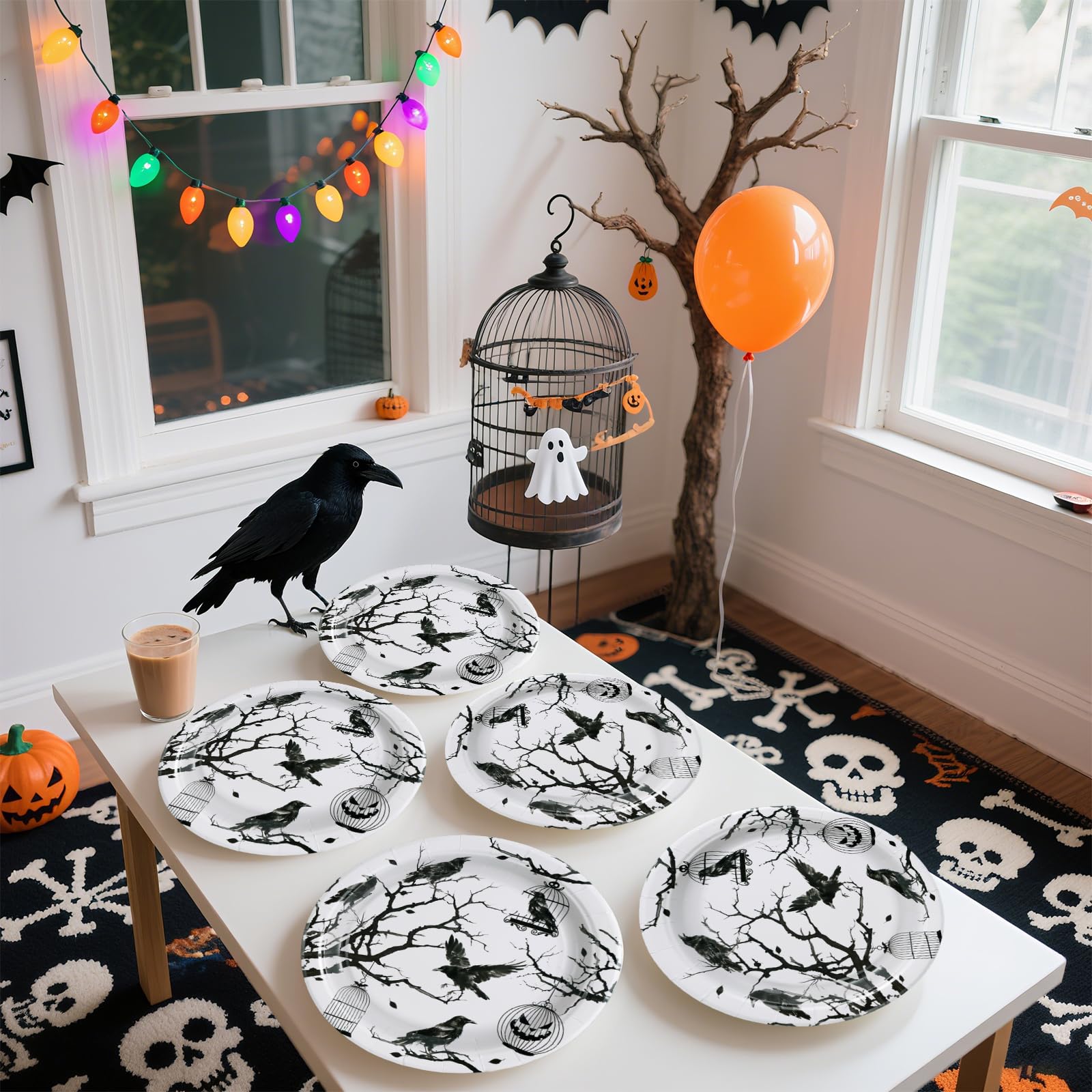 50 Pcs Gothic Halloween Party Paper Plates - Grencian