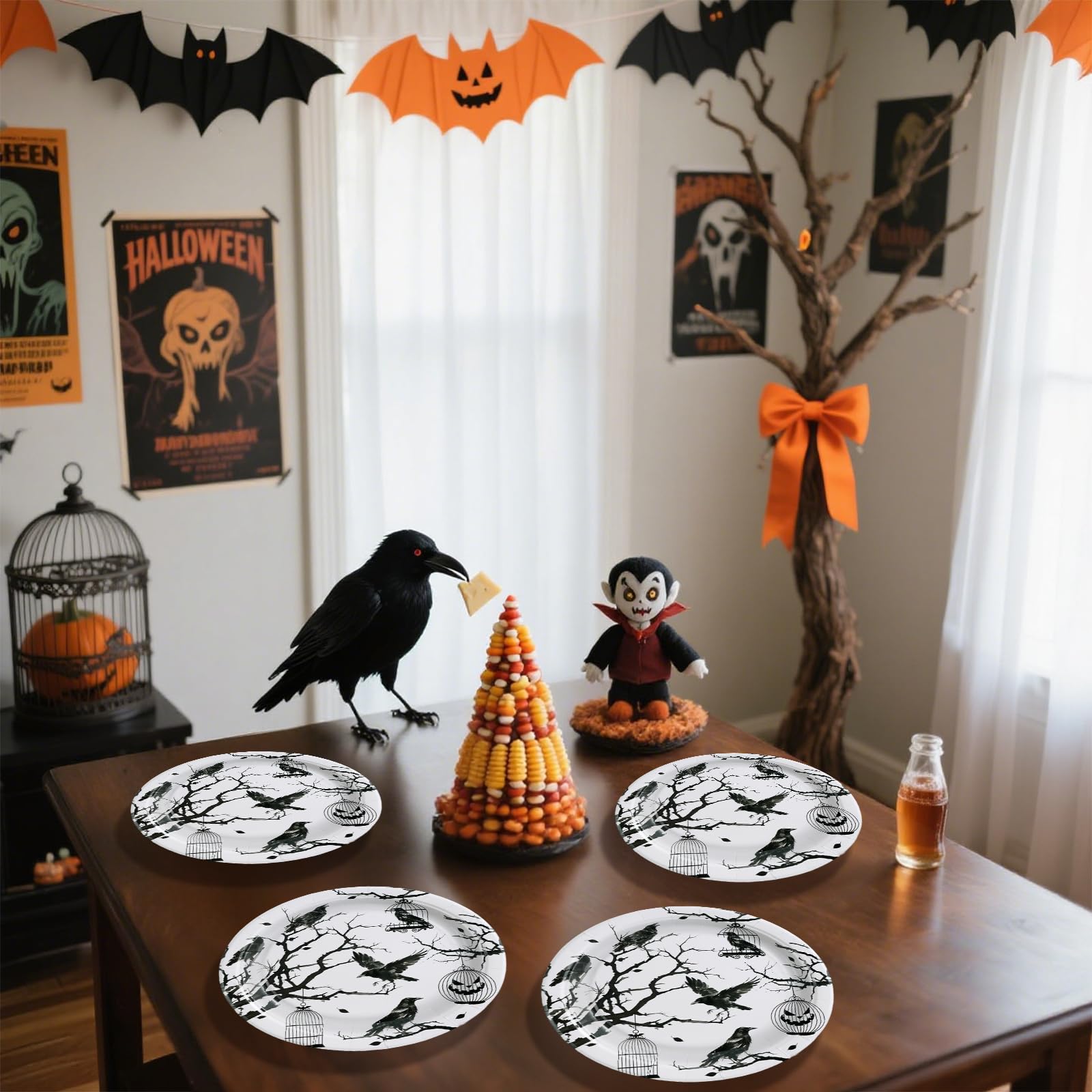 50 Pcs Gothic Halloween Party Paper Plates - Grencian