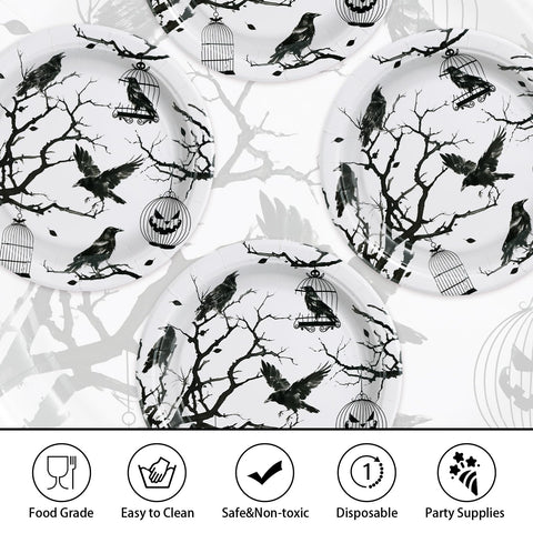 50 Pcs Gothic Halloween Party Paper Plates - Grencian