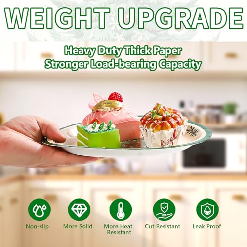 50 Pcs Green Border Christmas Trees Party Paper Plates - Grencian