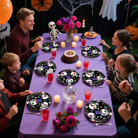 50 Pcs Halloween Cute Skull Party Paper Plates - Grencian