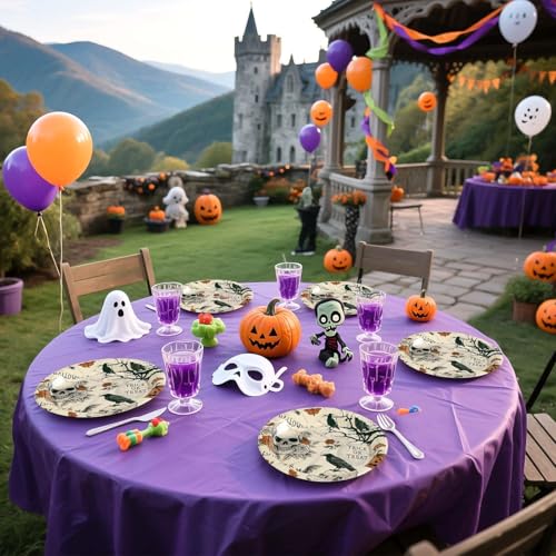 50 Pcs Halloween Gothic Skull Party Paper Plates - Grencian