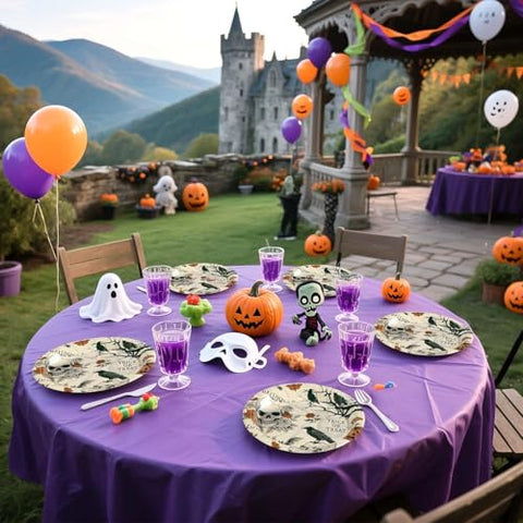 50 Pcs Halloween Gothic Skull Party Paper Plates - Grencian