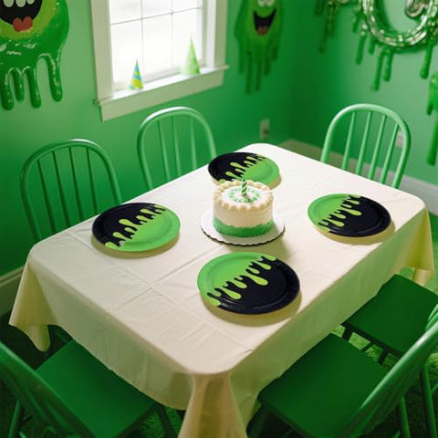 50 Pcs Halloween Green Black Ghost Party Paper Plates - Grencian