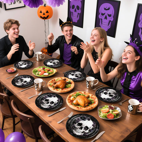 50 Pcs Halloween Skull Party Paper Plates - Grencian