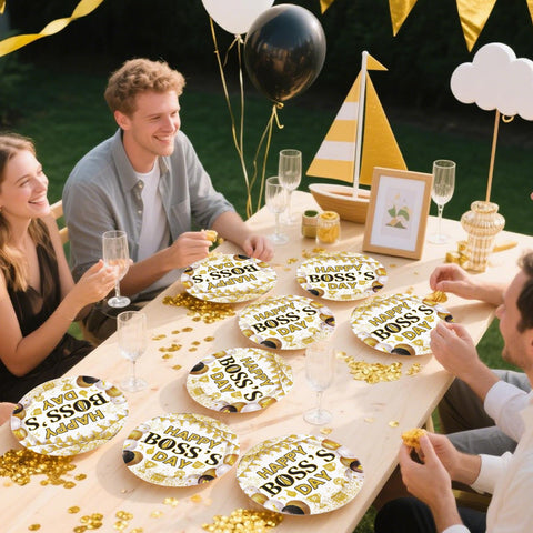 50 Pcs Happy Boss's Day Party Paper Plates - Grencian