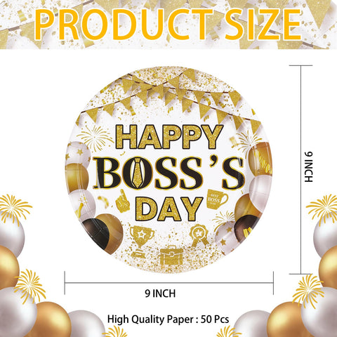 50 Pcs Happy Boss's Day Party Paper Plates - Grencian