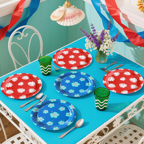 50 Pcs Hawaiian Leaf Flower Party Paper Plates - Grencian