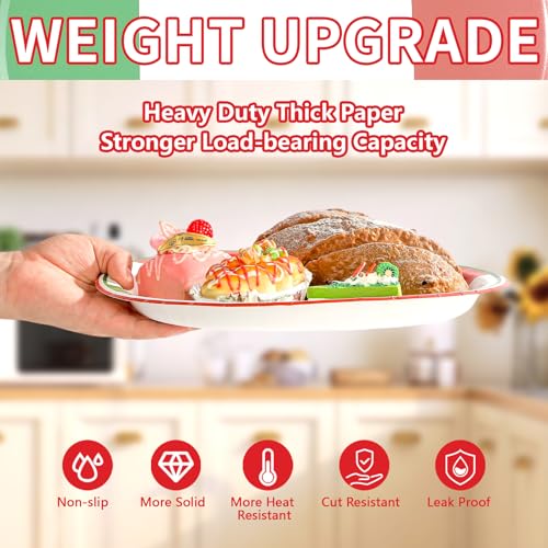 50 Pcs Italian Flag Oval Paper Plates - Grencian