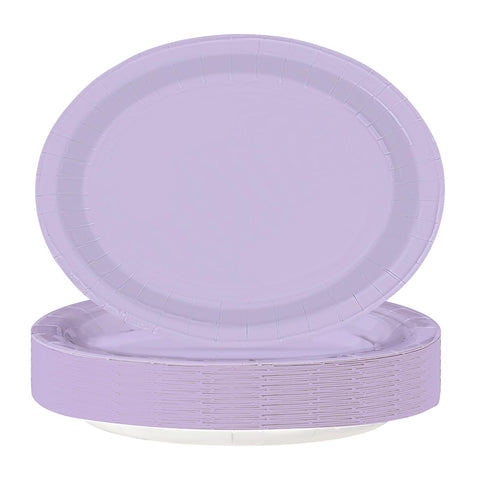 50 Pcs Light Purple Oval Paper Plates - Grencian