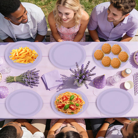 50 Pcs Light Purple Oval Paper Plates - Grencian
