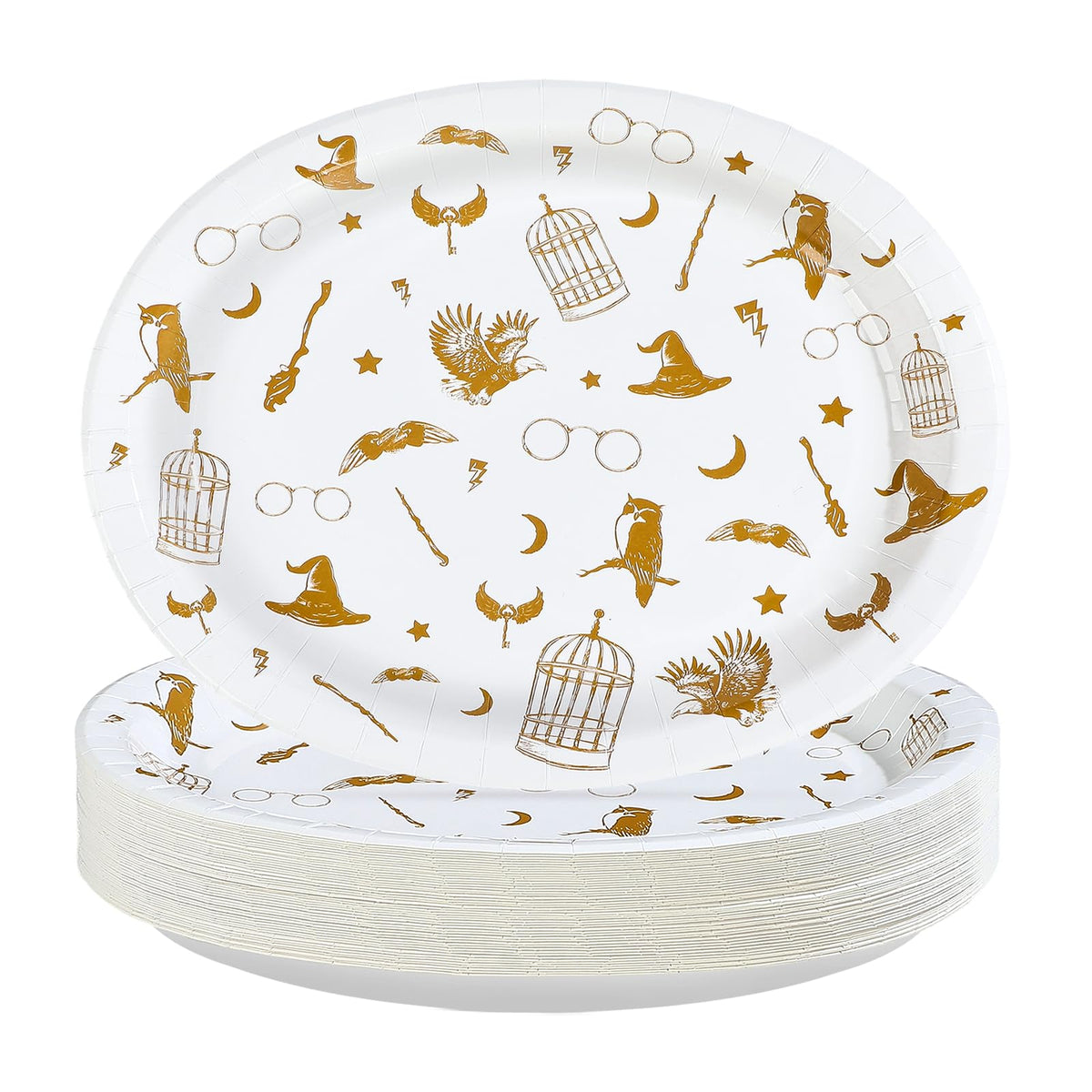 50 Pcs Magic Oval Paper Plates - Grencian