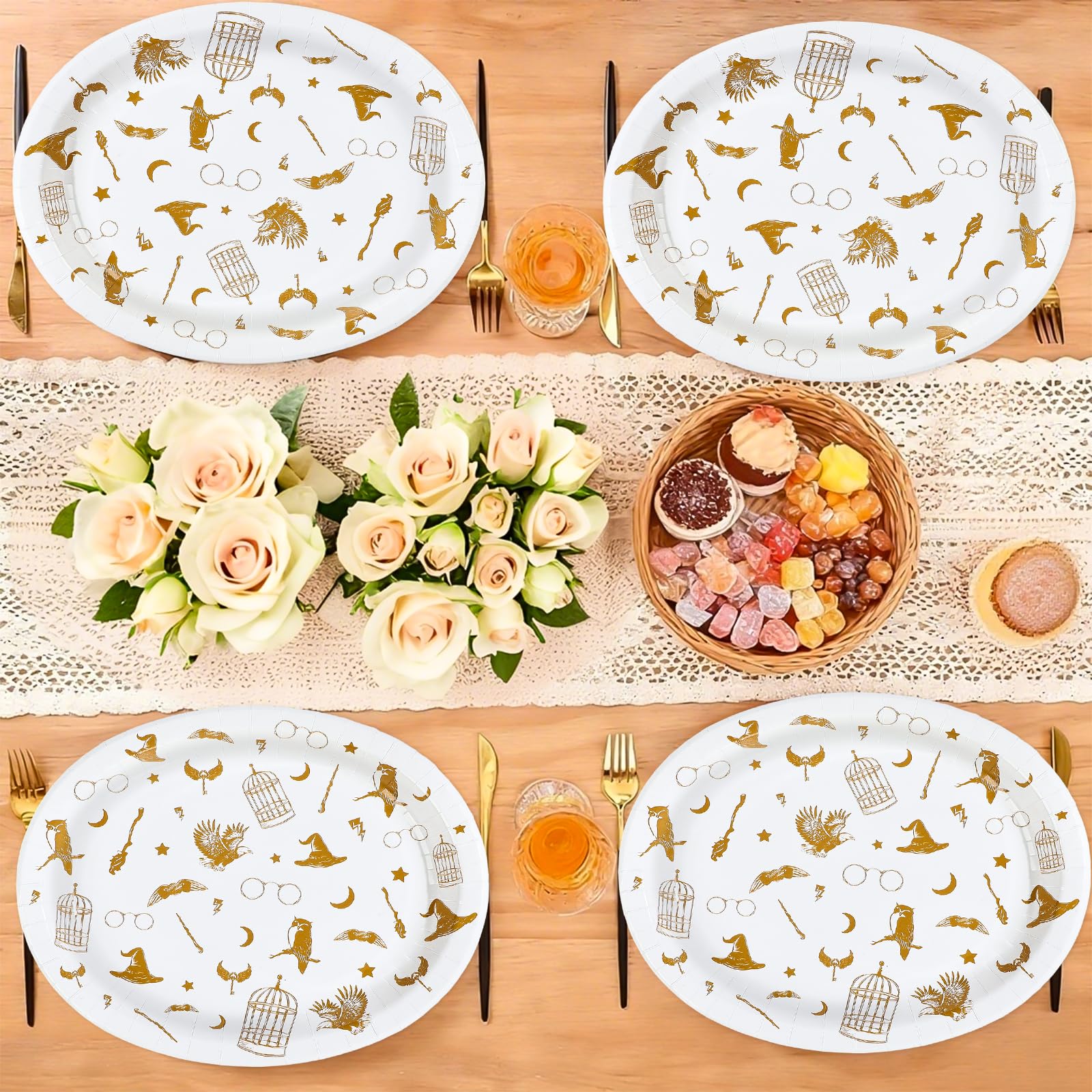 50 Pcs Magic Oval Paper Plates - Grencian