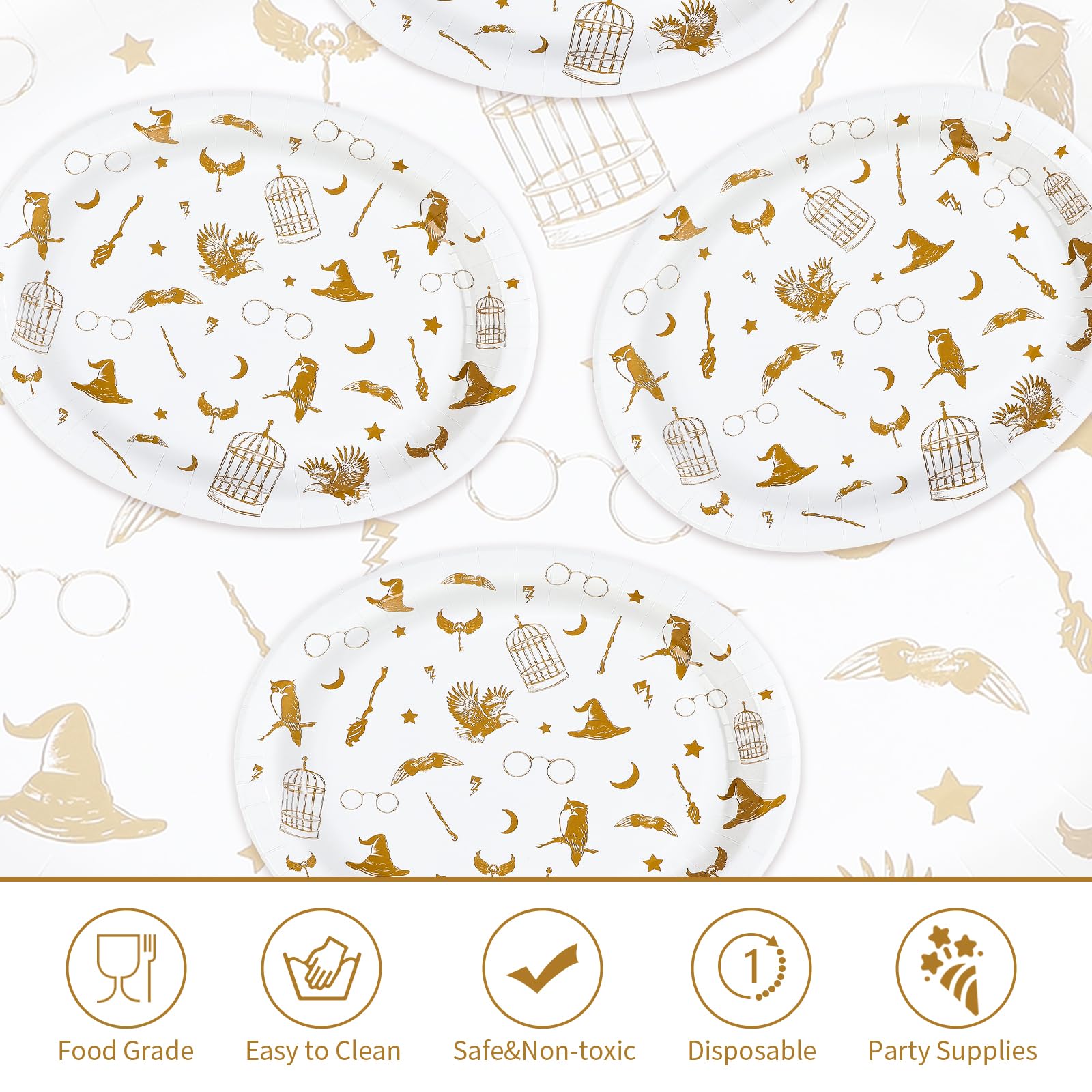 50 Pcs Magic Oval Paper Plates - Grencian