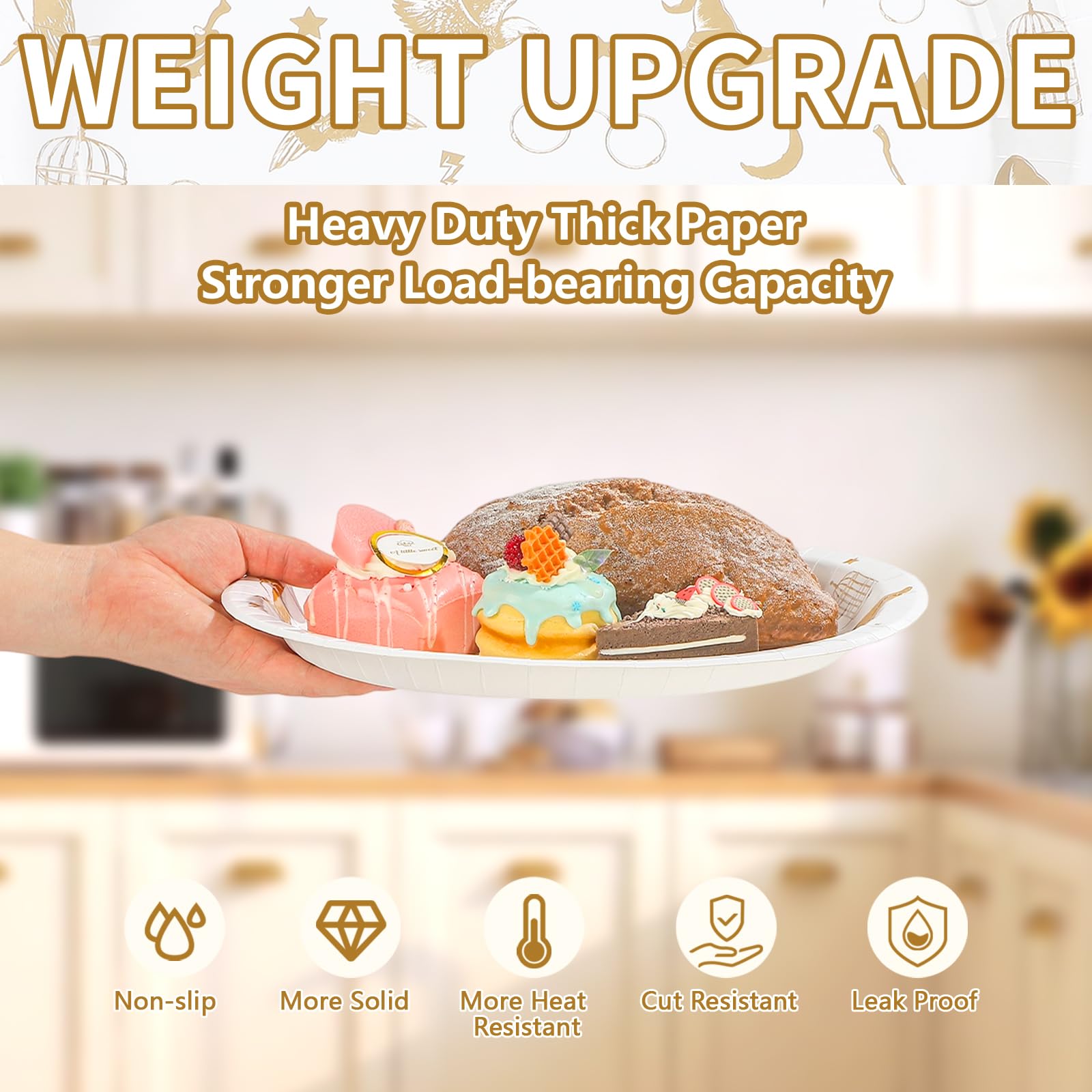 50 Pcs Magic Oval Paper Plates - Grencian