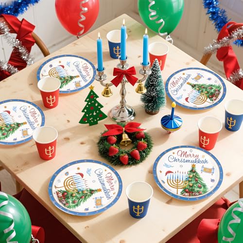 50 Pcs Merry Chrismukkah Party Paper Plate - Grencian