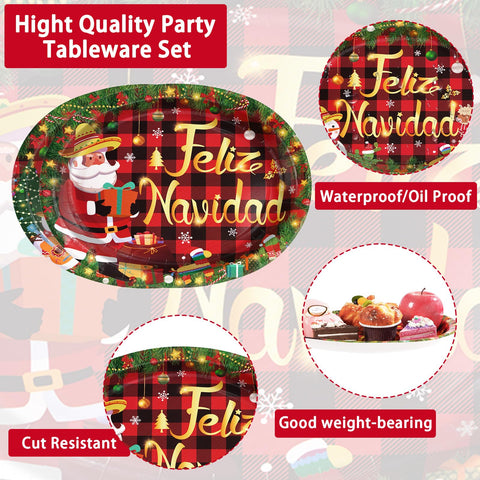 50 Pcs Mexican Feliz Oval Paper Plates - Grencian