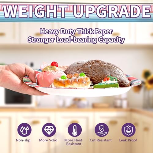 50 Pcs Mexican Striped Oval Paper Plates - Grencian