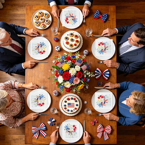 50 Pcs Patriotic Floral Square Party Napkins - Grencian