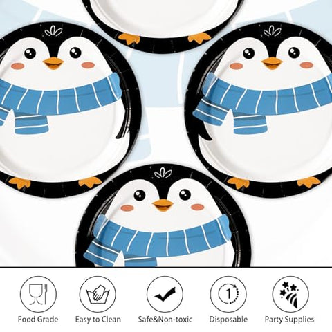 50 Pcs Penguin Party Paper Plates