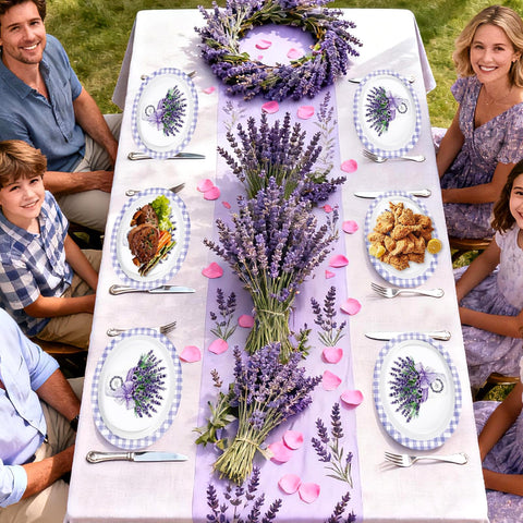 50 Pcs Purple Lavender Oval Party Paper Plates - Grencian