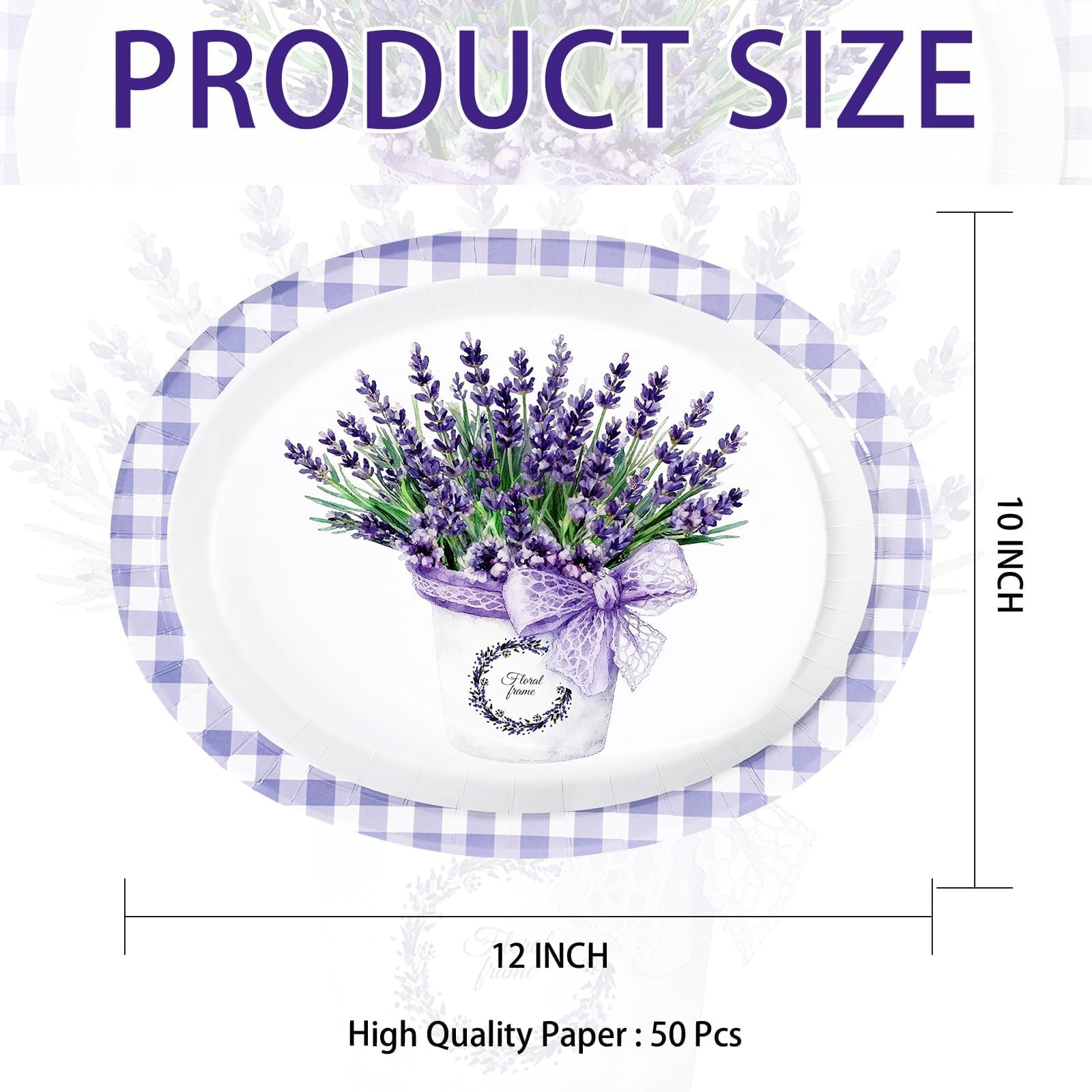 50 Pcs Purple Lavender Oval Party Paper Plates - Grencian