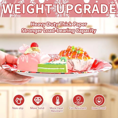 50 Pcs Red Christmas Santa Claus Party Paper Plates - Grencian