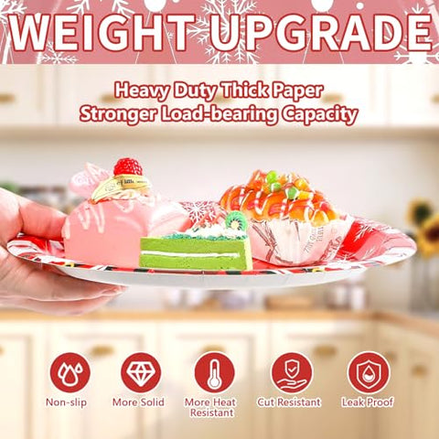 50 Pcs Red Christmas Santa Claus Party Paper Plates - Grencian