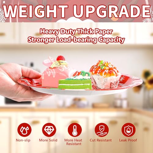 50 Pcs Red Reindeer Party Paper Plates - Grencian