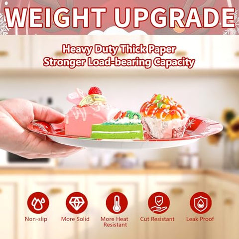 50 Pcs Red Reindeer Party Paper Plates - Grencian