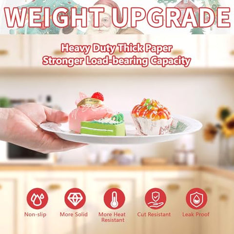 50 Pcs Santa Claus Red Gift Party Paper Plates - Grencian