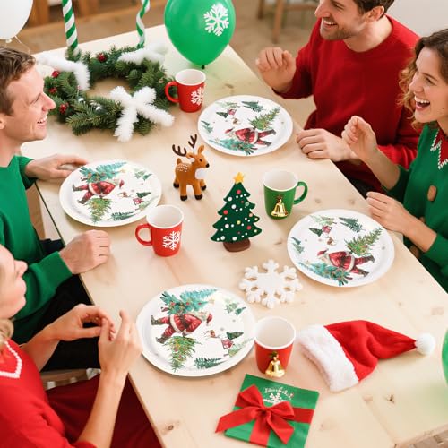 50 Pcs Santa Claus and Tree Party Paper Plates - Grencian