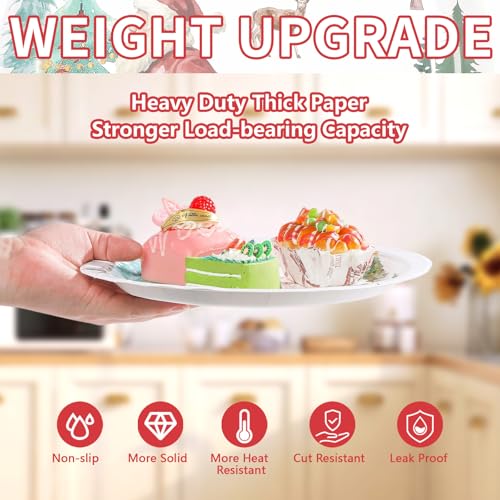 50 Pcs Santa Claus and Tree Party Paper Plates - Grencian