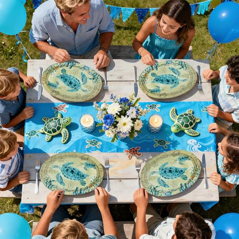 50 Pcs Sea Turtles Oval Party Paper Plates - Grencian