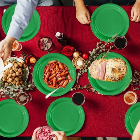 50 Pcs Solid Green Party Paper Plates - Grencian