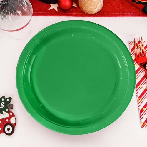 50 Pcs Solid Green Party Paper Plates - Grencian