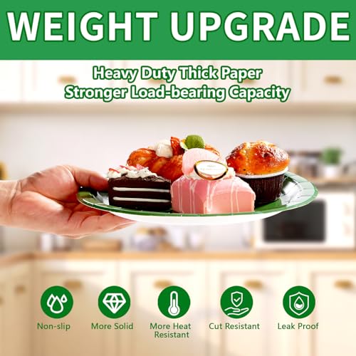 50 Pcs Solid Green Party Paper Plates - Grencian