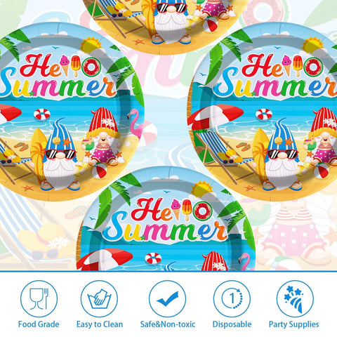 50 Pcs Summer Gnome Party Paper Plates - Grencian