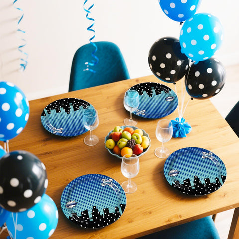 50 Pcs Super Hero Cityscape Party Paper Plates - Grencian
