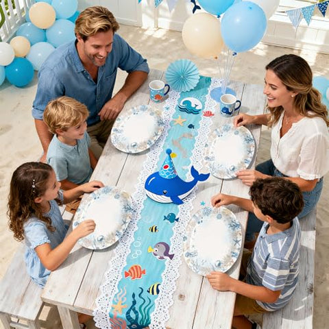 50 Pcs Underwater World Oval Party Paper Plates - Grencian