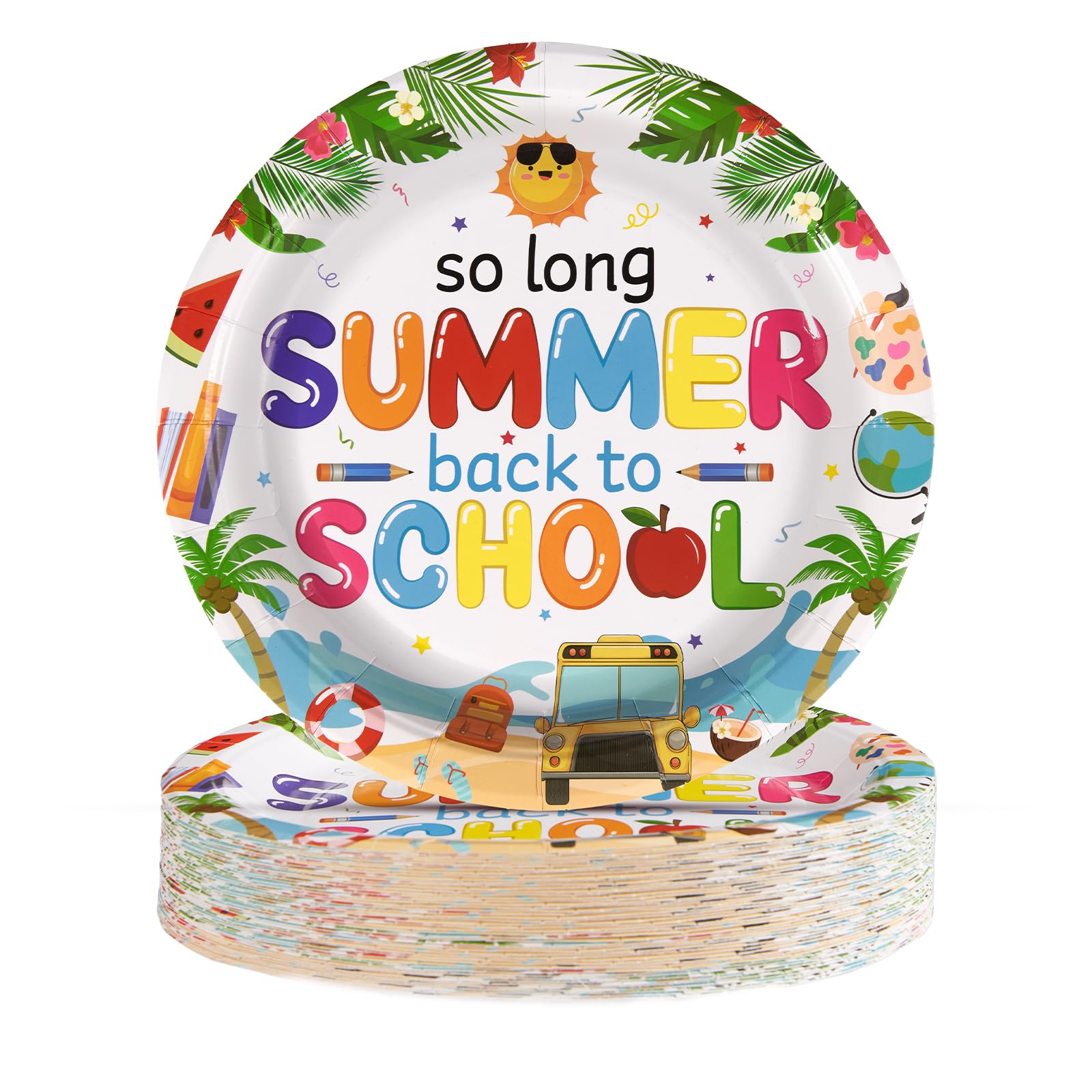 50 Pcs Welcome Back to School Party Paper Plates - Grencian