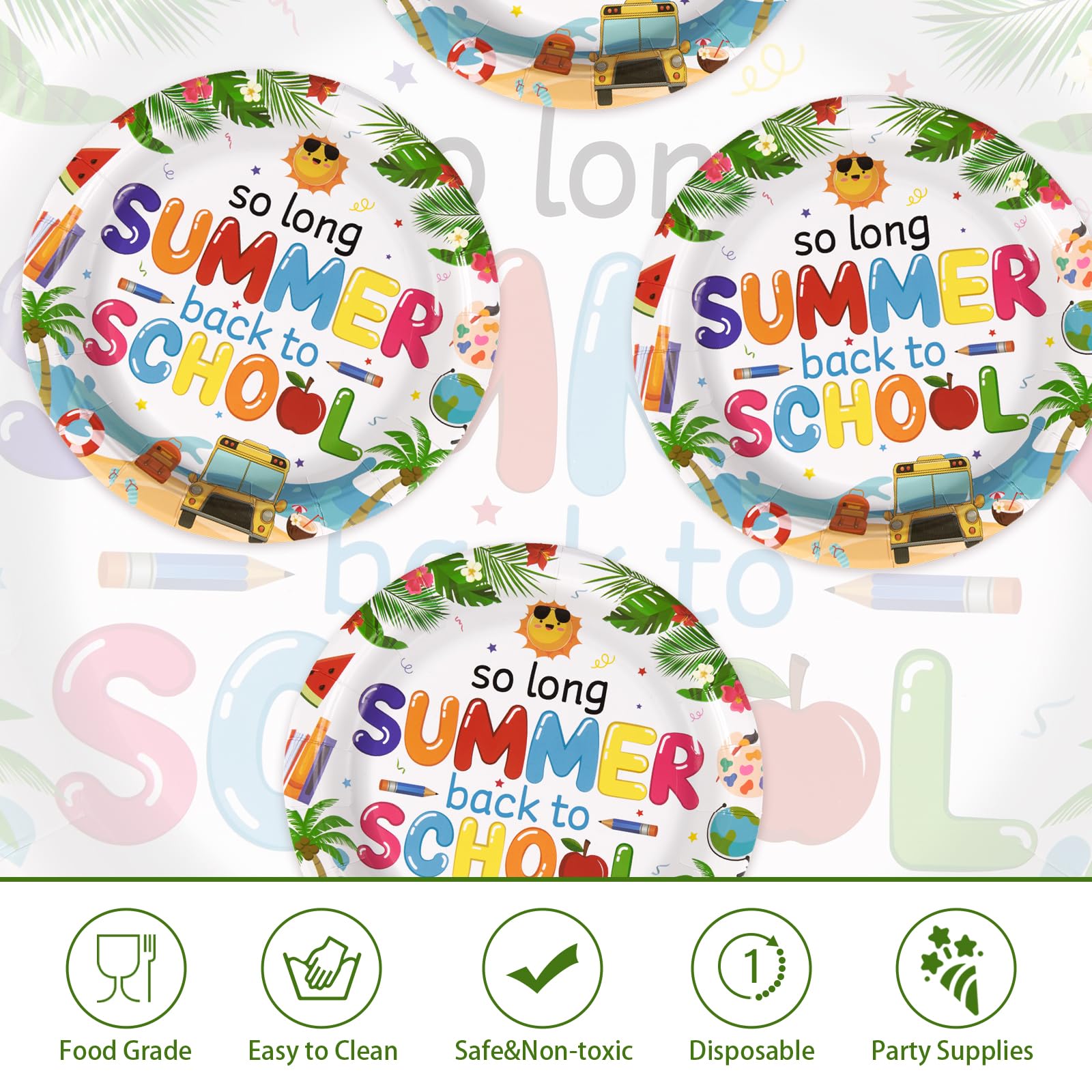 50 Pcs Welcome Back to School Party Paper Plates - Grencian