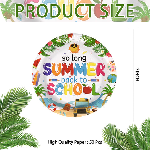 50 Pcs Welcome Back to School Party Paper Plates - Grencian