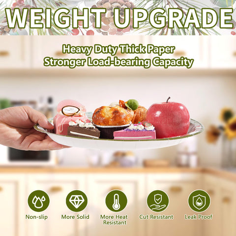 50 Pcs Xmas Pine Cones Oval Paper Plates - Grencian