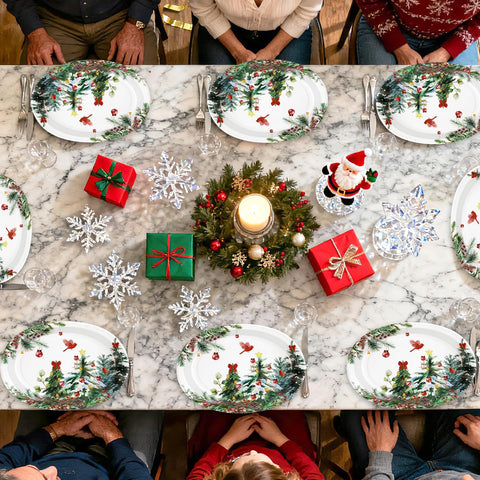 50 Pcs Xmas Tree Bird Oval Paper Plates